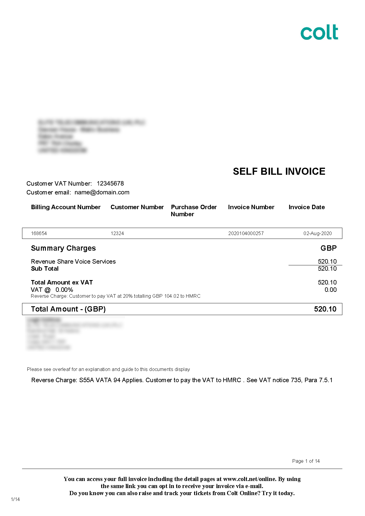 self bill invoice definition